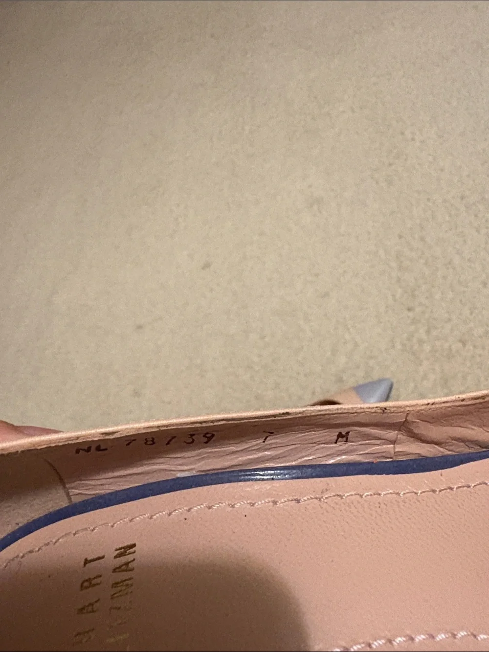 Stuart Weitzman Blush Beige Pumps with Light Gray Pointed Toes - Picture 7 of 7
